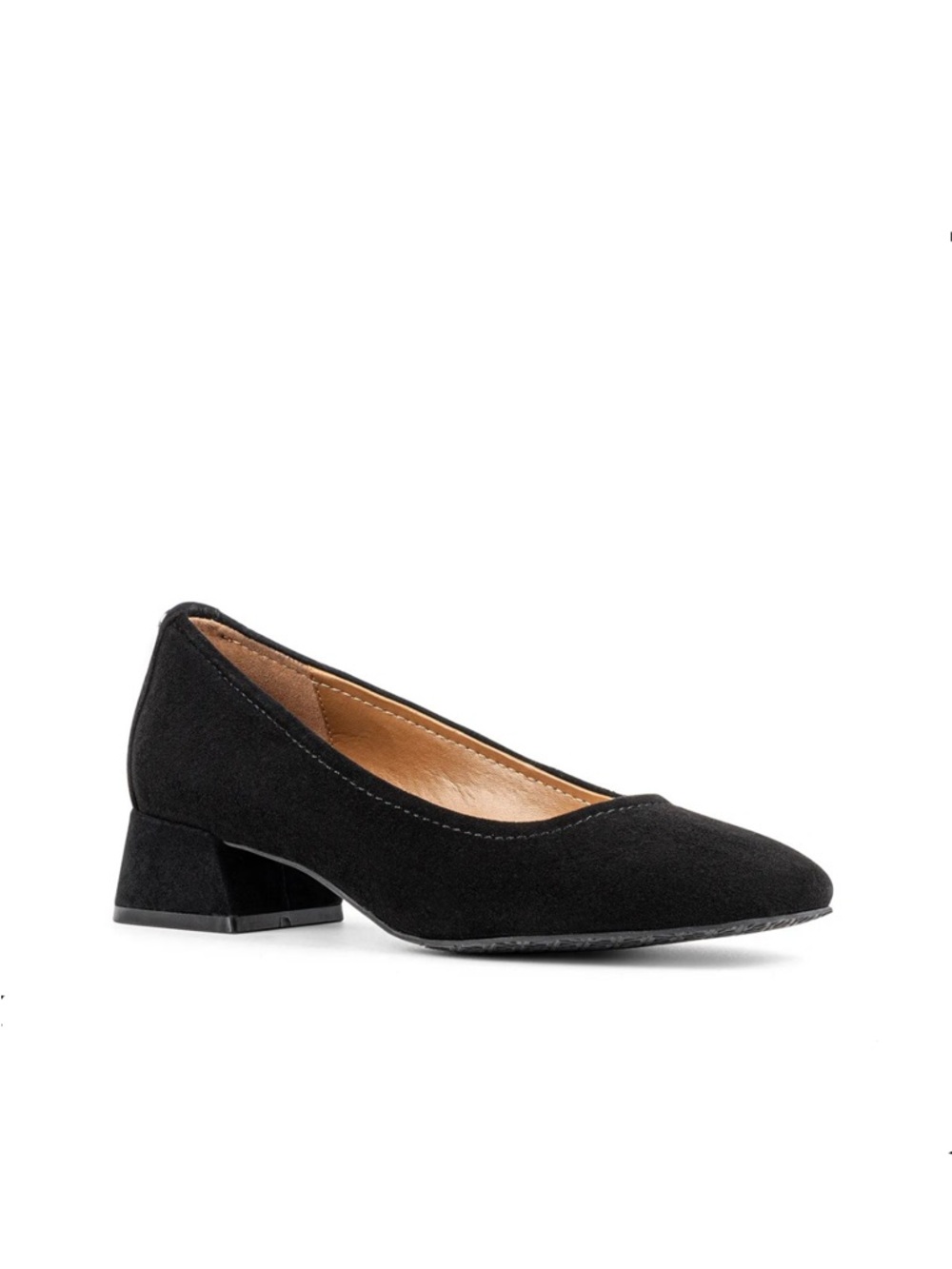 Donald Pliner Rya Pump - Black Suede Leather Low Block Heel Pump